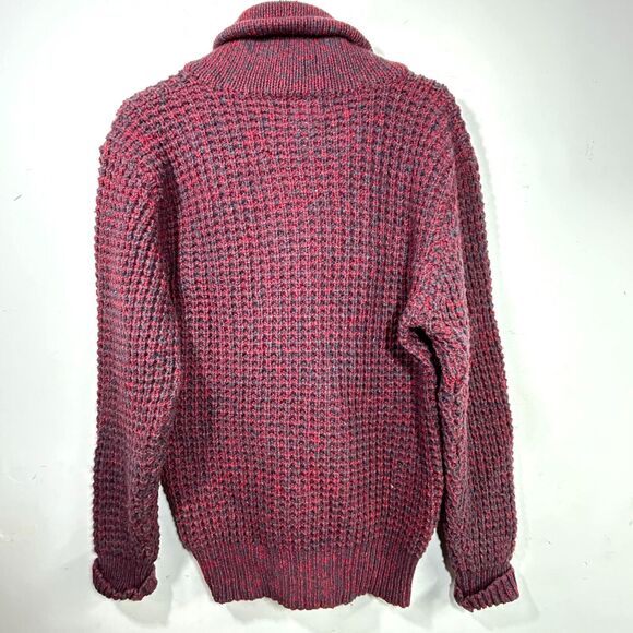 Woolrich Vtg Wool Pullover Sweater Fisherman Shawl Collar Red Button Size M - Picture 8 of 8